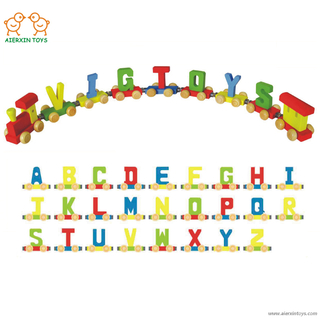 #80094 Wooden Train Alphabets - Color Wooden Letters Made of Solid Wood Used for Home Decroation