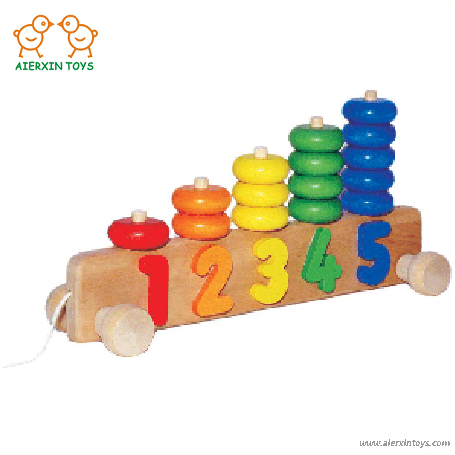 #80851 Preschool Kids Wooden Toys Wooden Small Abacus Toys Educational Wooden Toys with Wheels